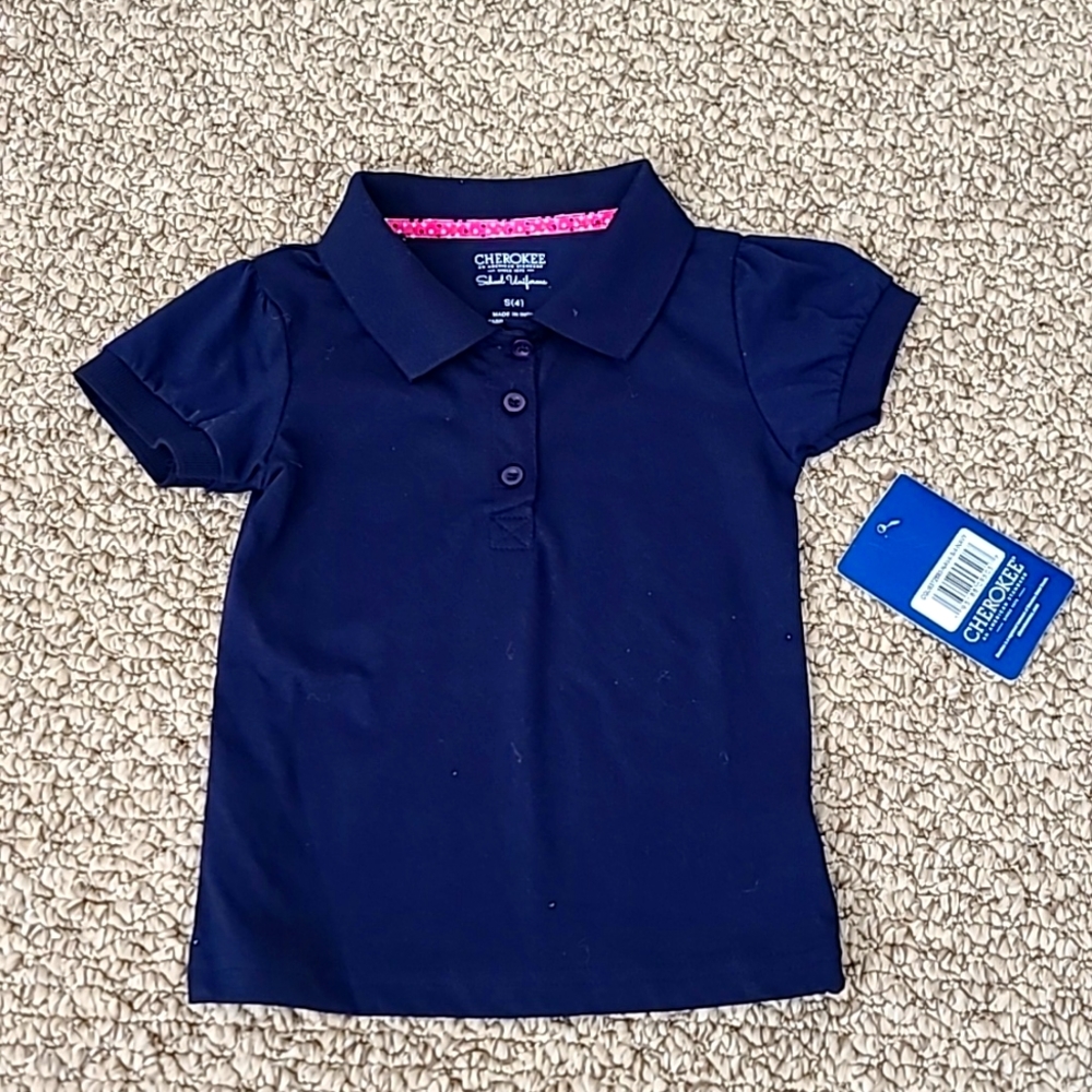 NWT Navy Polo Uniform Short Sleeve Shirt Girls